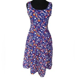 Boden Sabina blue floral cotton zipper back cottagecore midi dress size 6